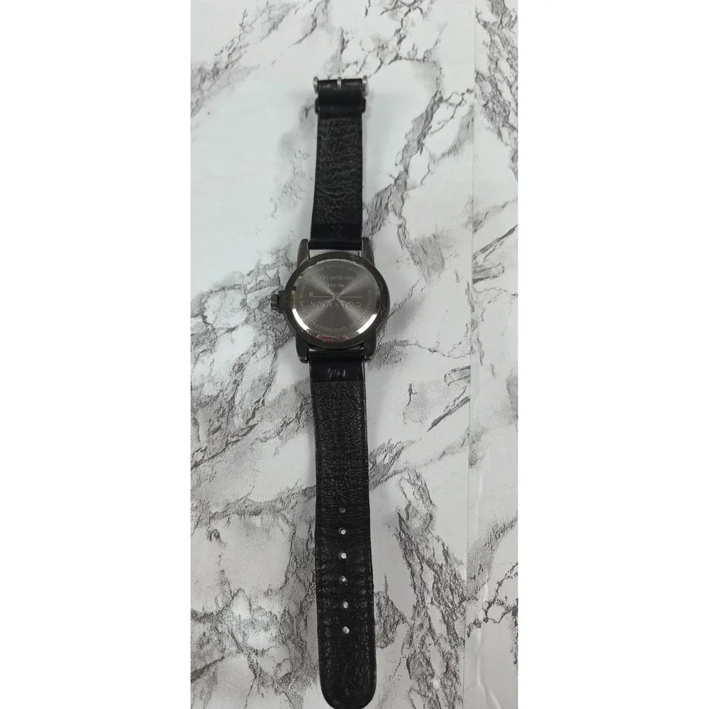 Coleman Gray‎ Date Dial Round Case Black Canvas Band Watch Adjustable 40-332